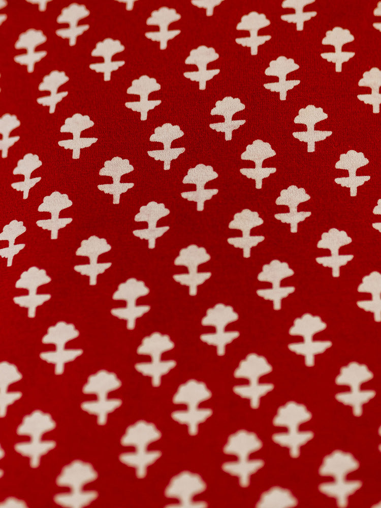 Tiered Jersey Plus Size Dress - Micro Floral Red