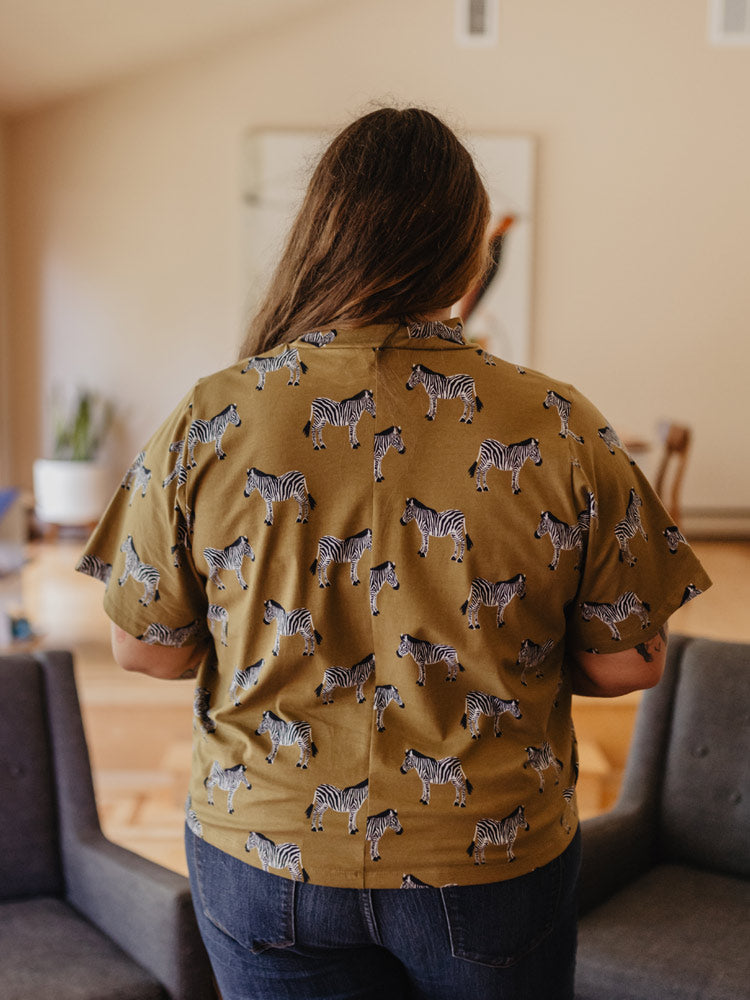 Eve Plus Size Top - Zebra Green