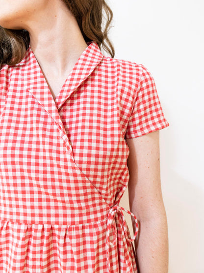 Annie Wrap Dress - Cherry Gingham
