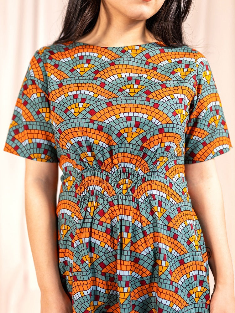 Artsy Traveler Midi Dress - Mosaic Fan