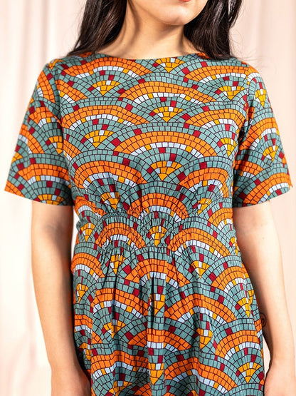 Artsy Traveler Midi Dress - Mosaic Fan