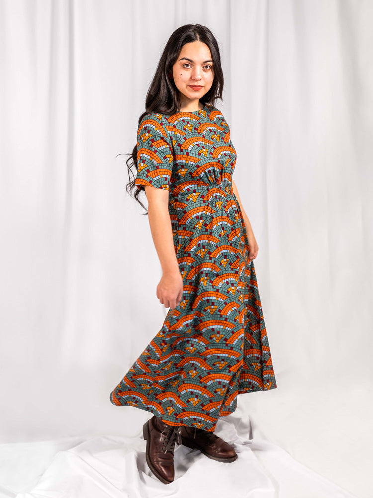 Artsy Traveler Midi Dress - Mosaic Fan