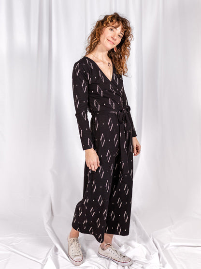 Rita Long Sleeve Jumpsuit - Diamond Vine Black