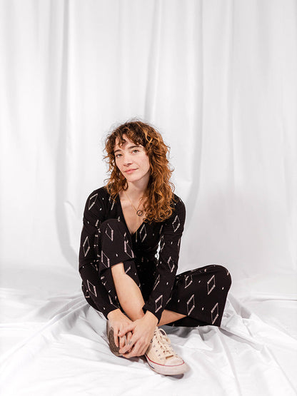 Rita Long Sleeve Jumpsuit - Diamond Vine Black