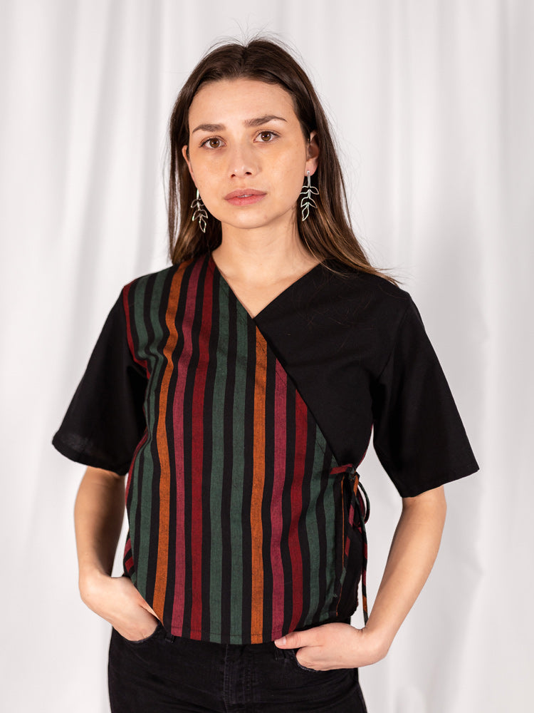 Winona Wrap Top - Sunset Stripe Mix