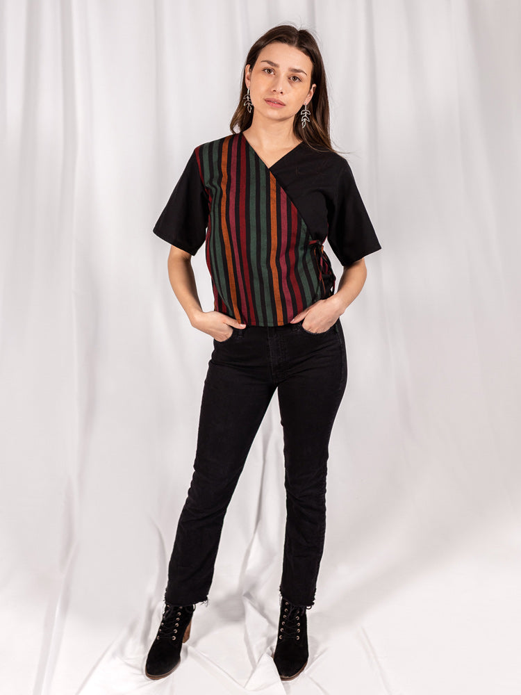 Winona Wrap Top - Sunset Stripe Mix