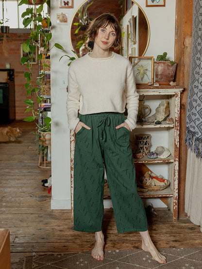 Fae Drawstring Pant - Diamond Vine Dark Sage