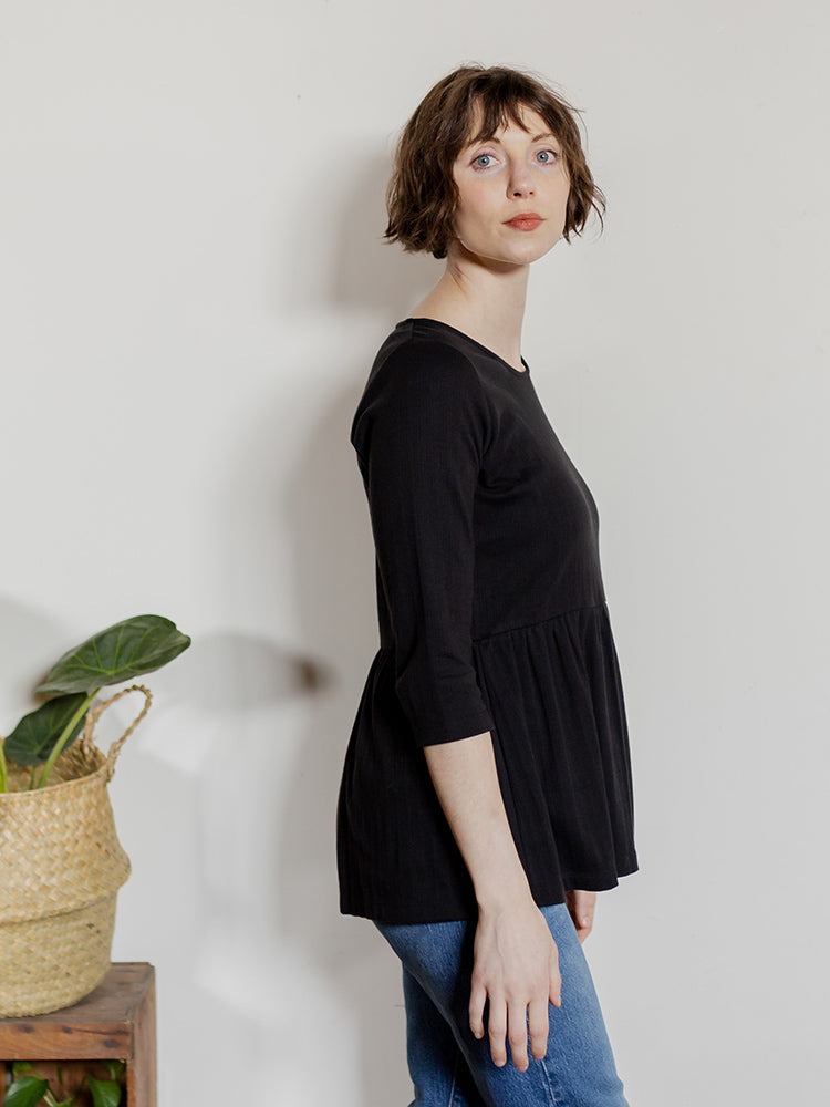 Paloma Top - Black Rib Knit