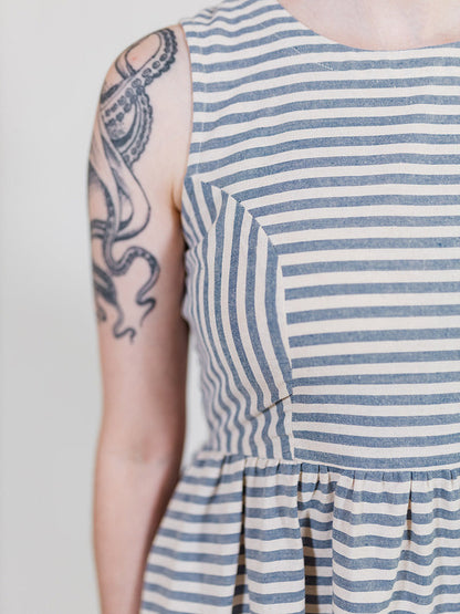 Nadiya Dress - Pinstripe Blue