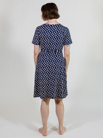 Katie Wrap Dress - Micro Floral Navy