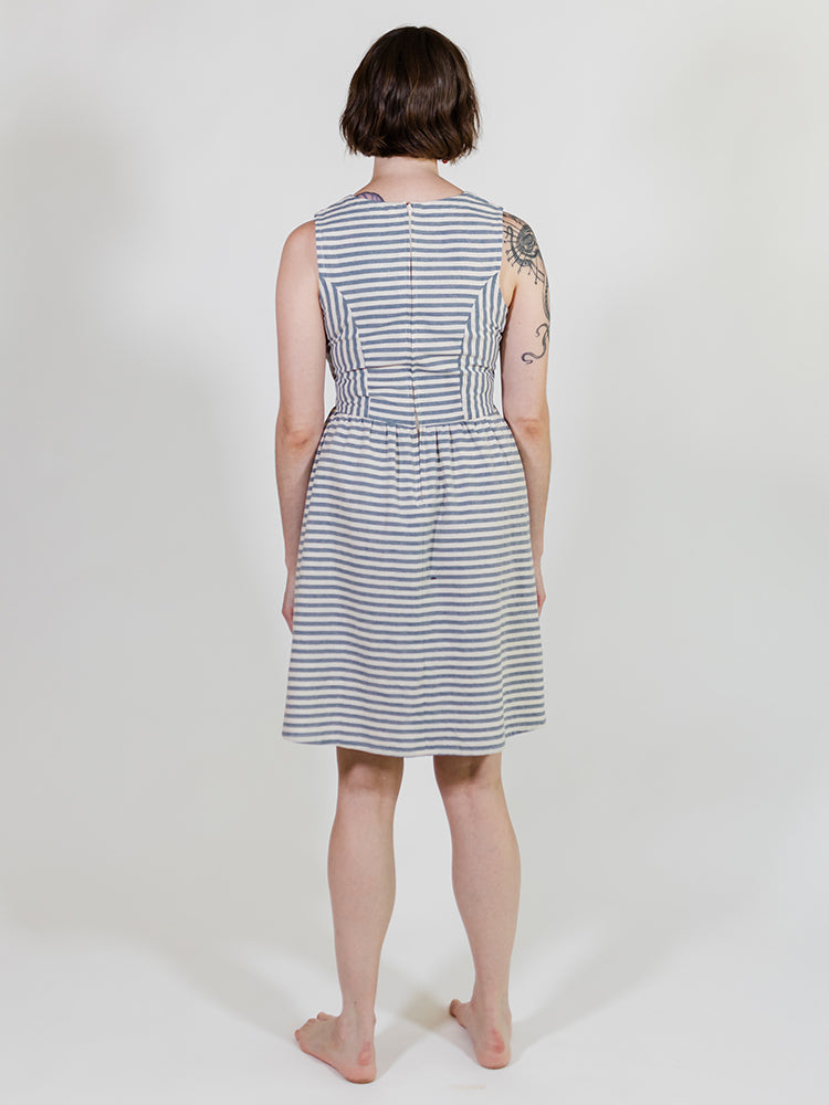 Nadiya Dress - Pinstripe Blue