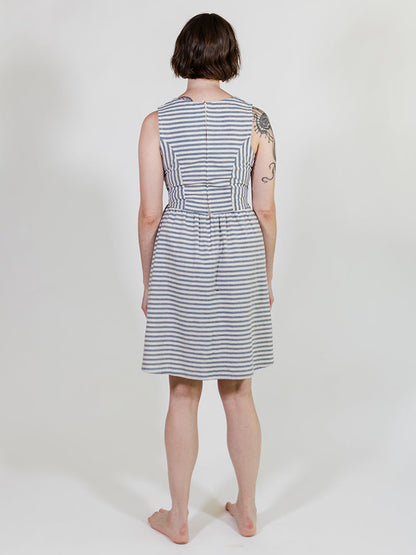 Nadiya Dress - Pinstripe Blue