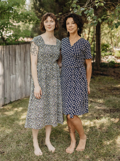 Katie Wrap Dress - Micro Floral Navy