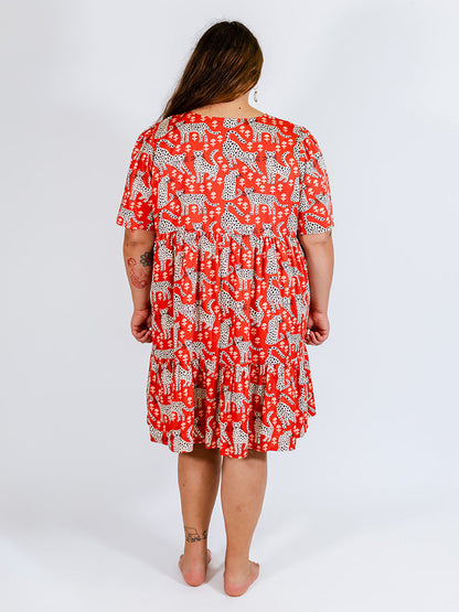 Adelaide Tiered Plus Size Mini Dress - Poppy Leopard