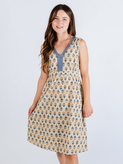 Jaya Sleeveless Dress - Blue Floral