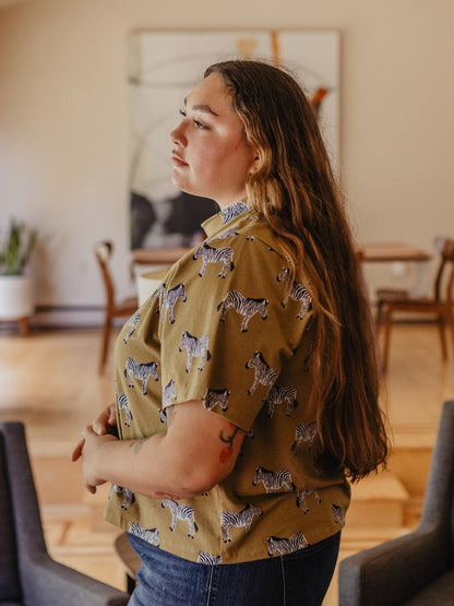 Eve Plus Size Top - Zebra Green