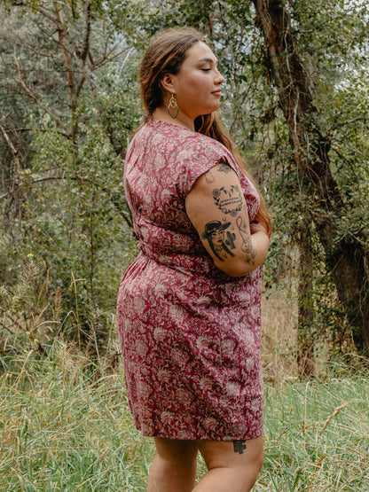 Artsy Traveler Plus Size Dress - Magenta Vine
