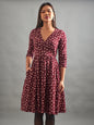 Callie 3/4 Sleeve Wrap Dress - Burgundy Bouquet