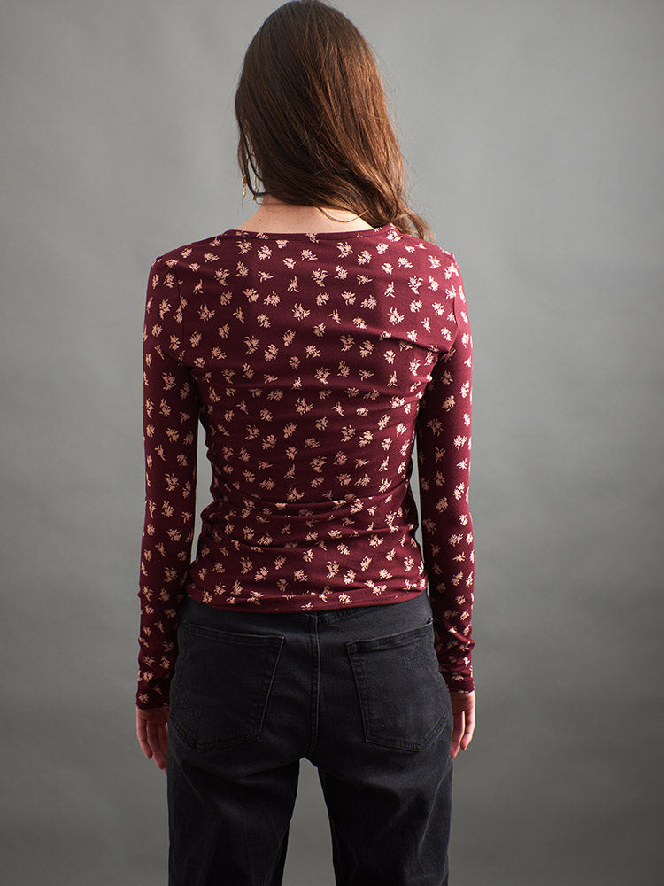 Gillian Wrap Top - Burgundy Bouquet