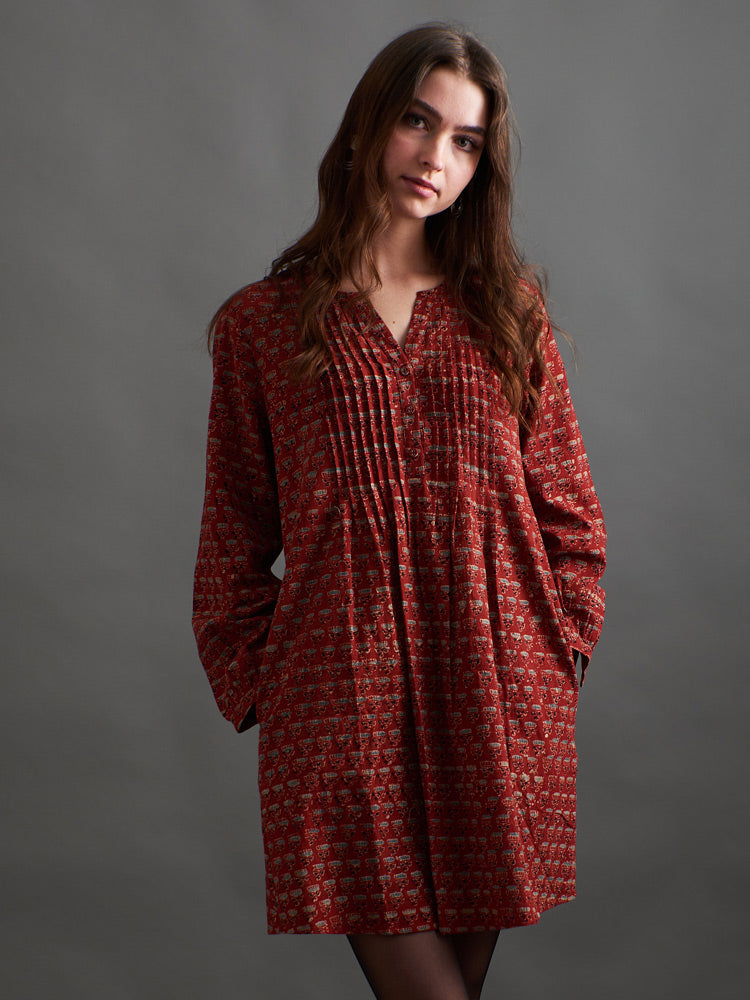 Victoria Tunic Dress - Currant Red