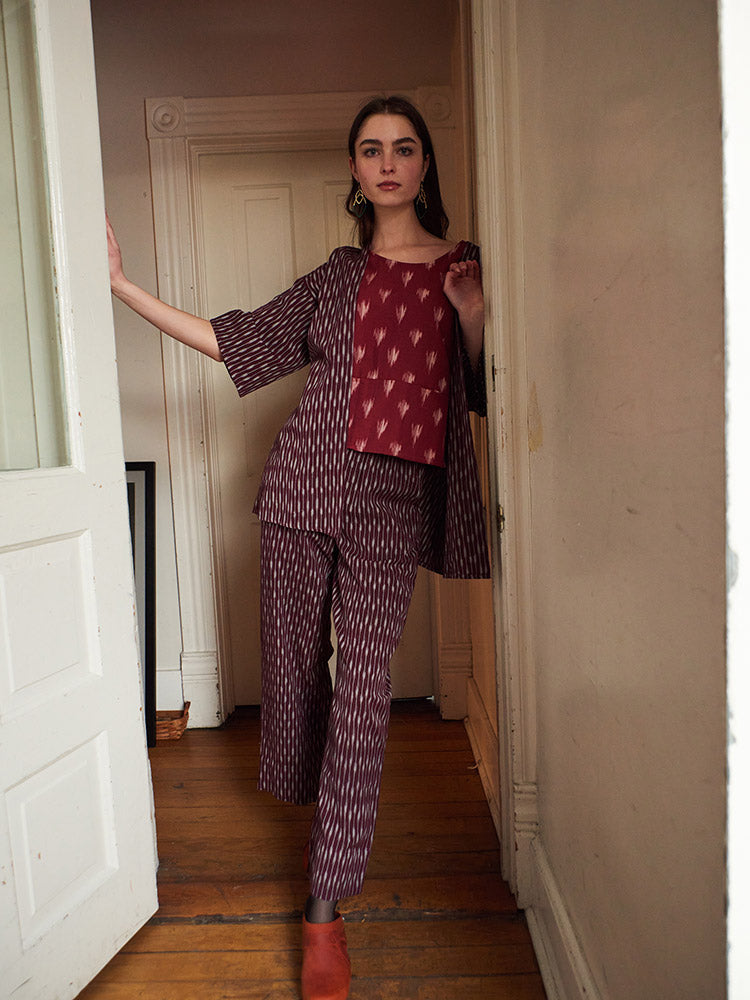 Rosie Pant - Plum Ikat