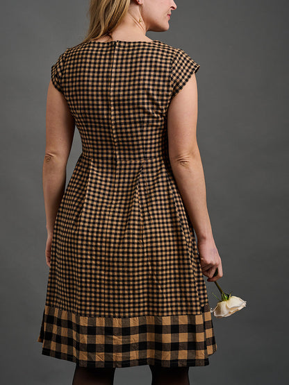 Devonshire Dress - Black and Tan Small Gingham