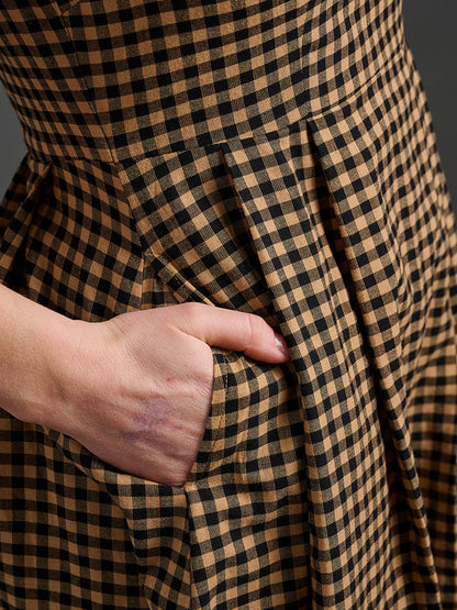 Devonshire Dress - Black and Tan Small Gingham