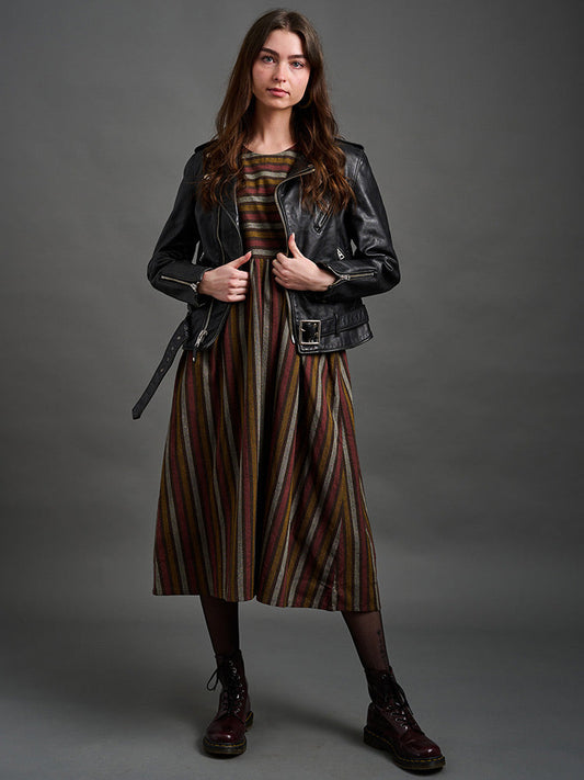 Kavita Dress - Chocolate Stripe