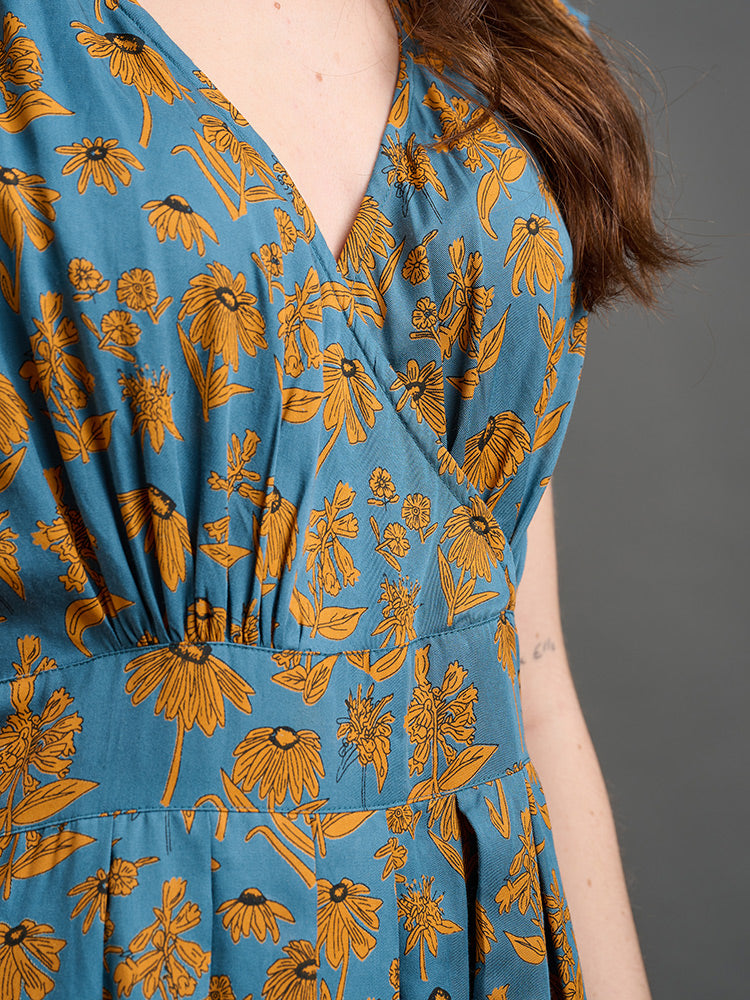 Lucille Dress - Teal Floral