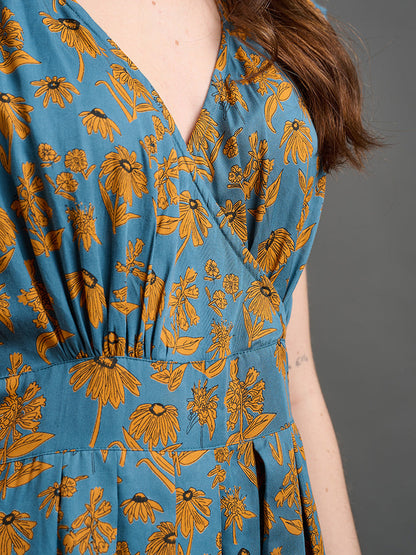 Lucille Dress - Teal Floral