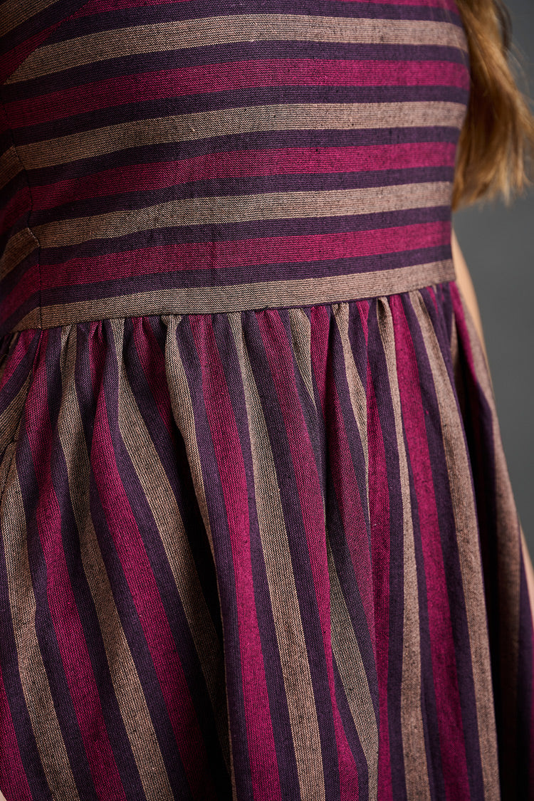 Rupi Square Neck Dress - Berry Stripe