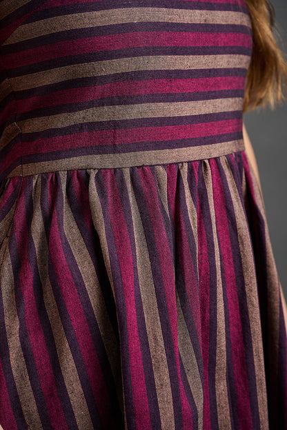 Rupi Square Neck Dress - Berry Stripe