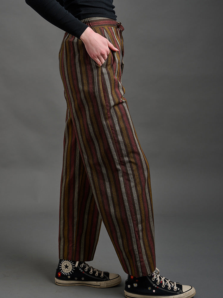 Emmy Drawstring Pant - Chocolate Stripe