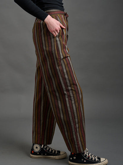 Emmy Drawstring Pant - Chocolate Stripe