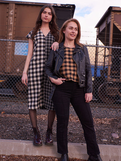 Odelia Top - Black and Tan Gingham