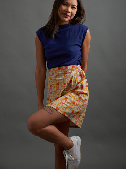 Ruched Top - Navy Rib Knit