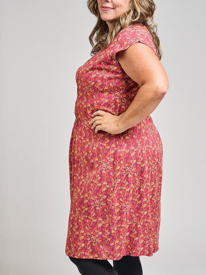 Artsy Traveler Plus Size Dress - Berry Poppy