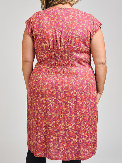 Artsy Traveler Plus Size Dress - Berry Poppy