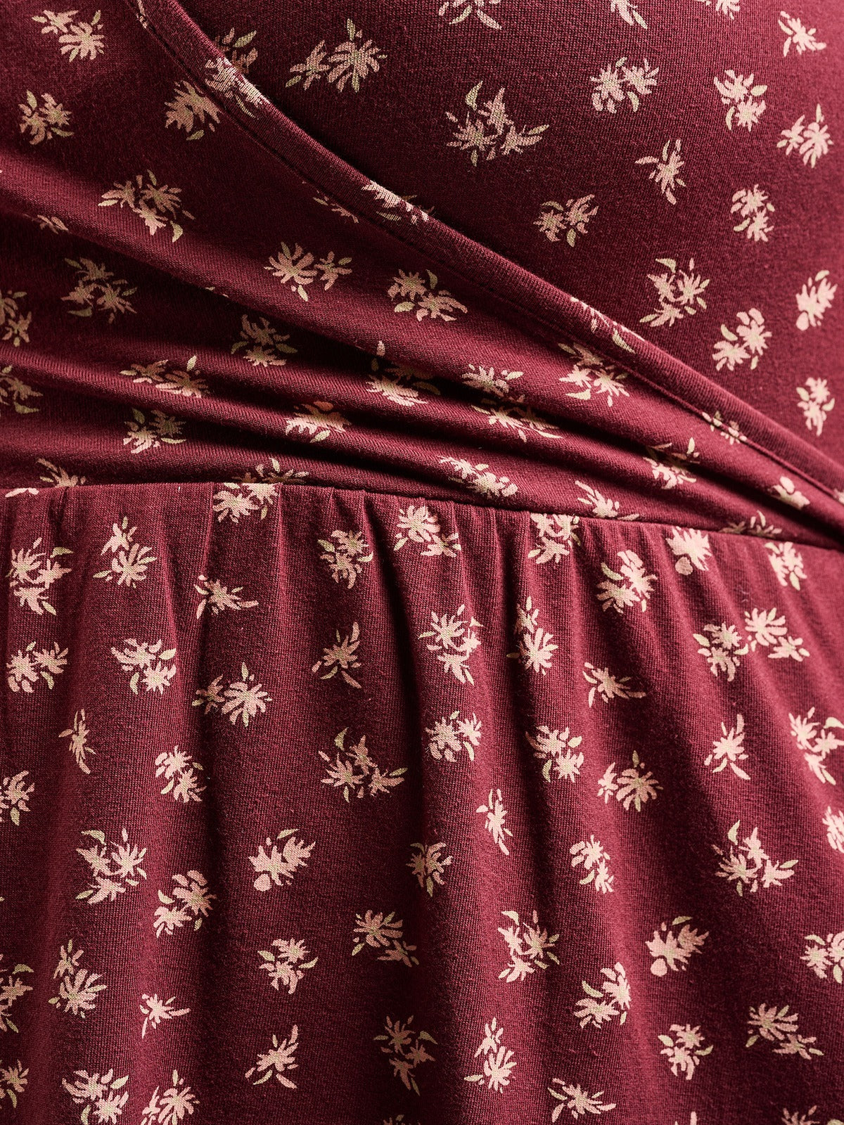 Callie 3/4 Sleeve Plus Size Wrap Dress - Burgundy Bouquet