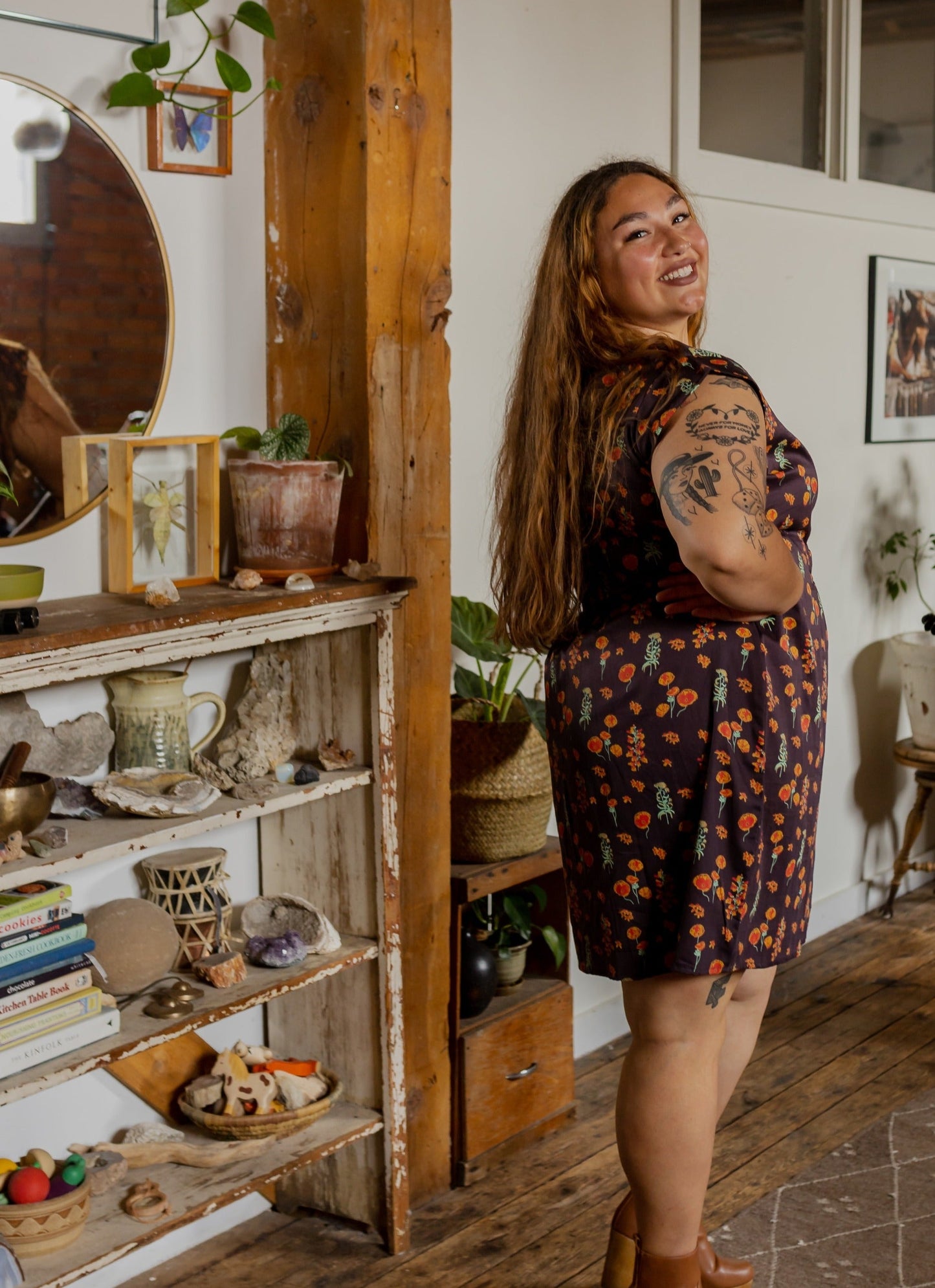 Artsy Traveler Plus Size Dress - Botanical Dusk