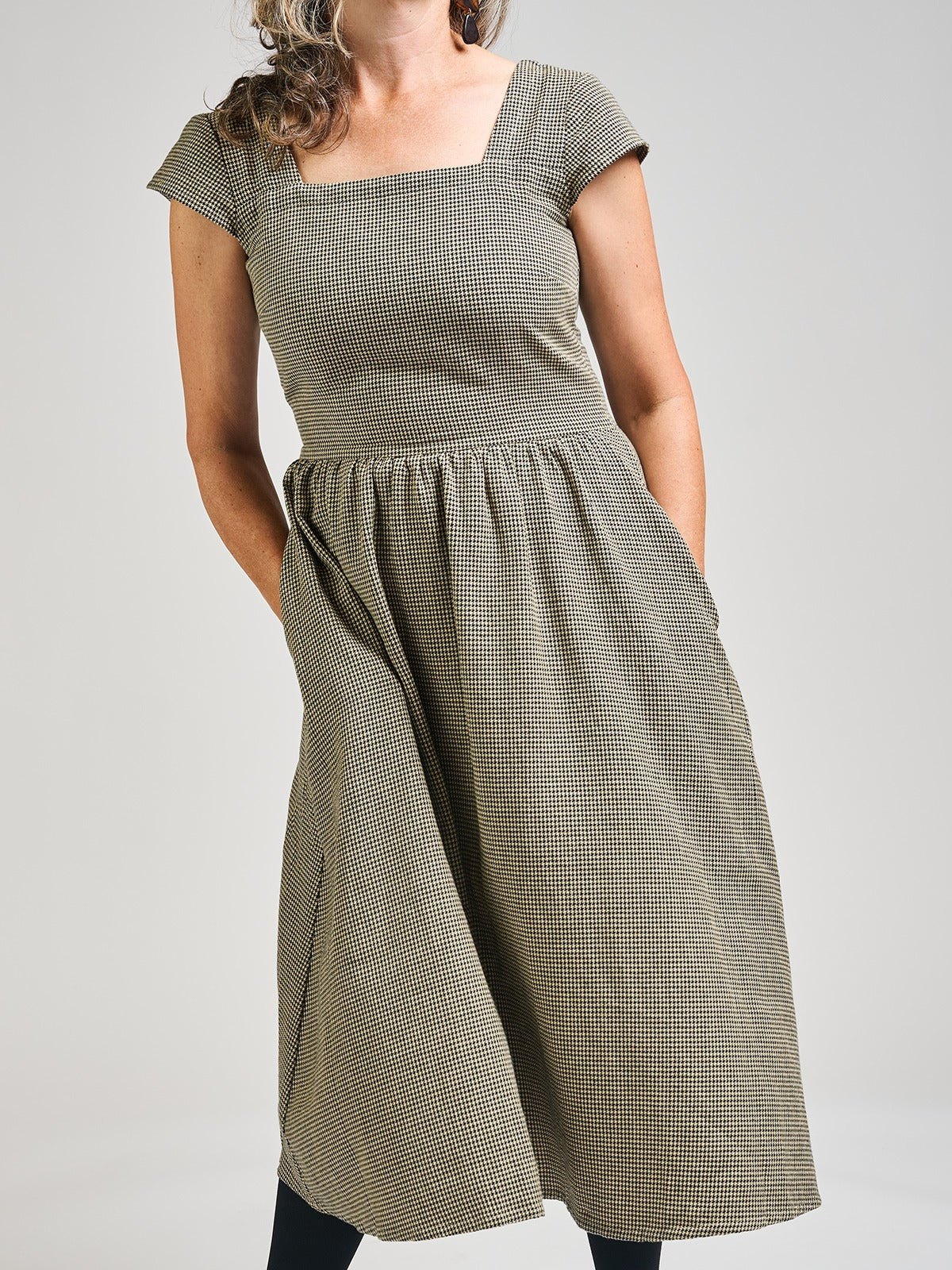 Rupi Midi Dress - Houndstooth