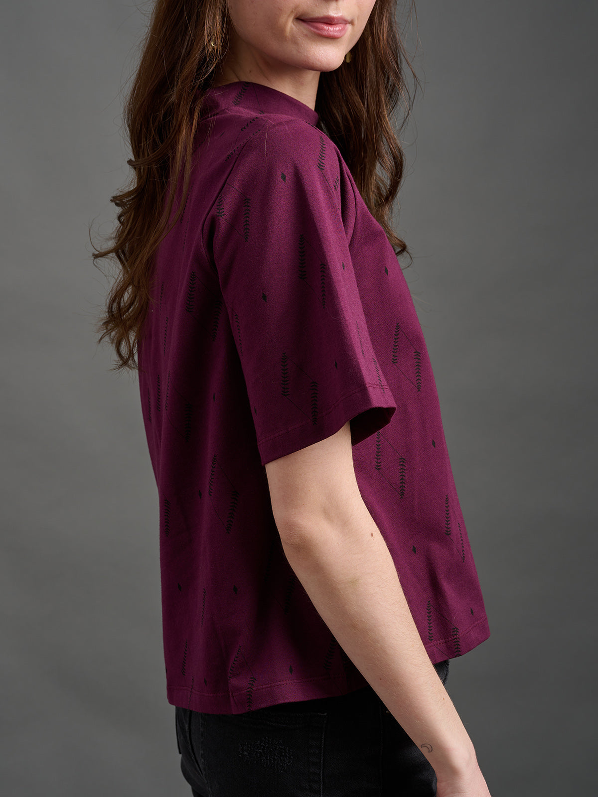 Eve Top - Diamond Vine Dark Purple