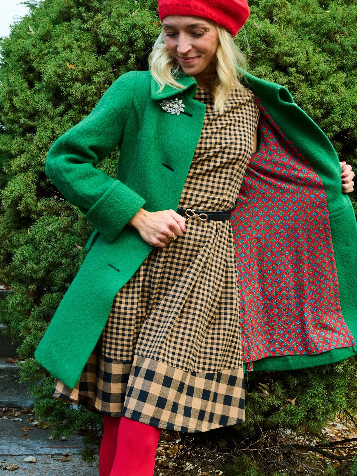 Devonshire Dress - Black and Tan Small Gingham