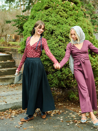 Gillian Wrap Top - Burgundy Bouquet