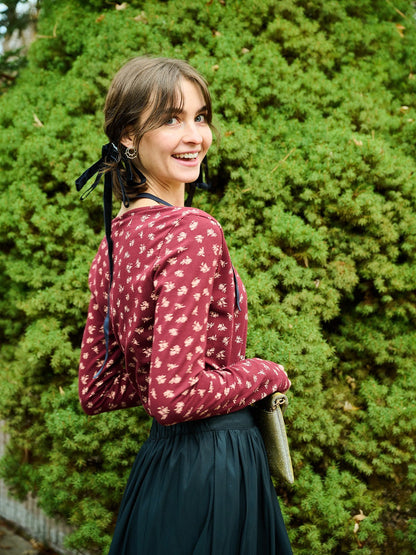 Gillian Wrap Top - Burgundy Bouquet