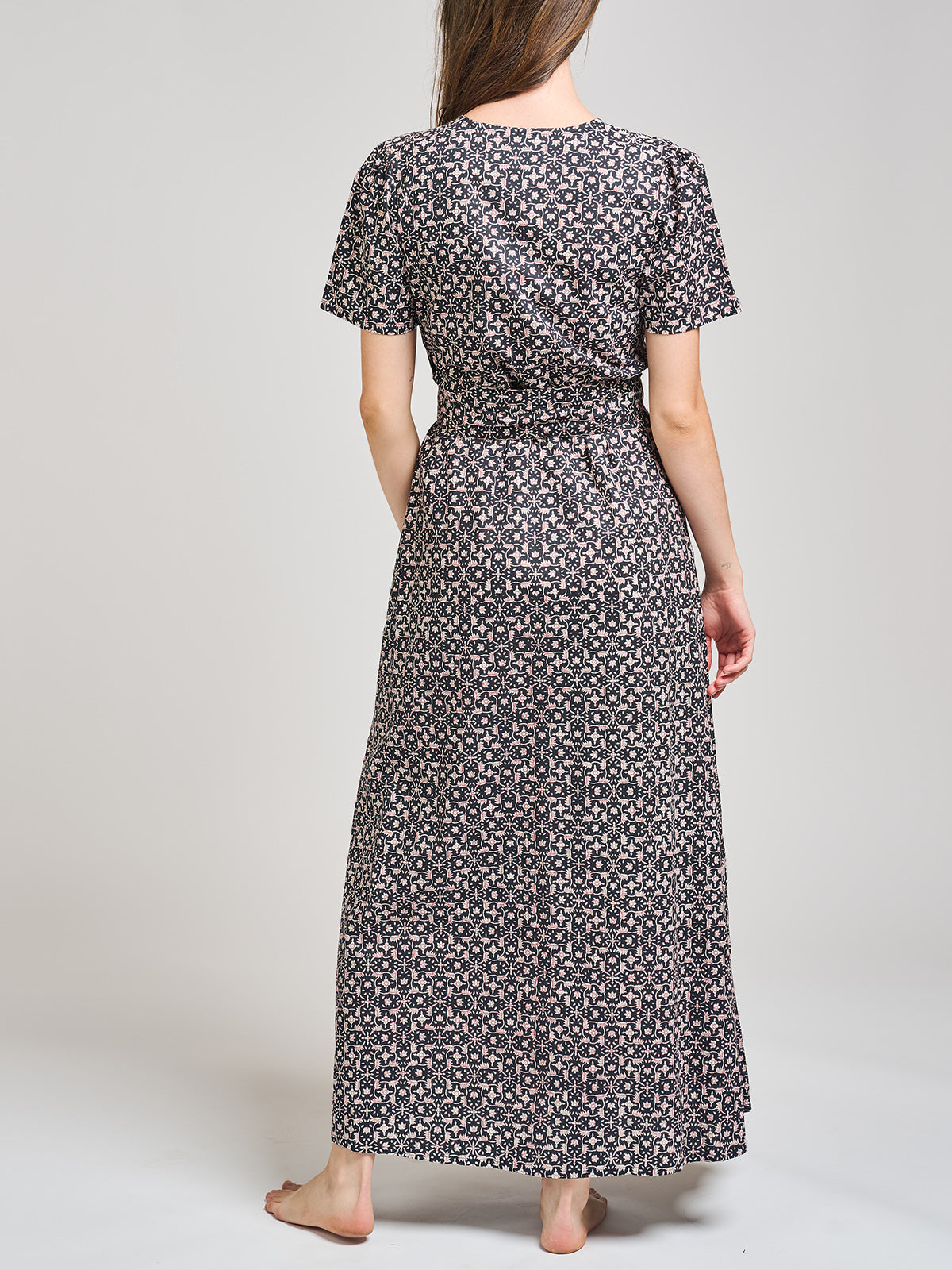 Wrap Maxi Dress - Black Botanical