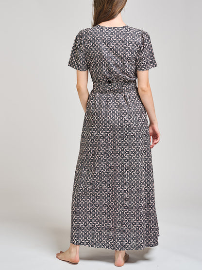 Wrap Maxi Dress - Black Botanical