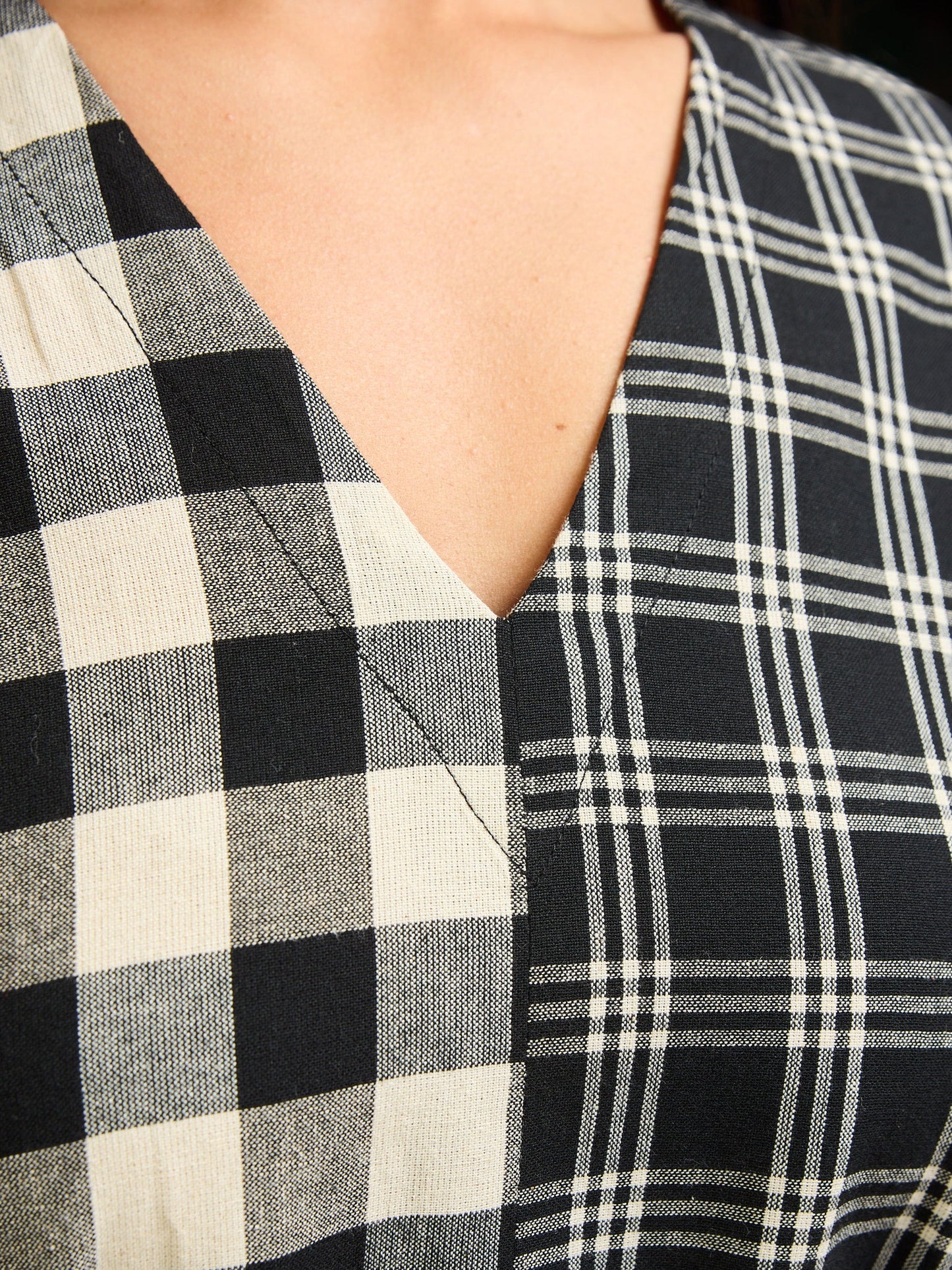 Padma Pocket Dress - Black and White Mix