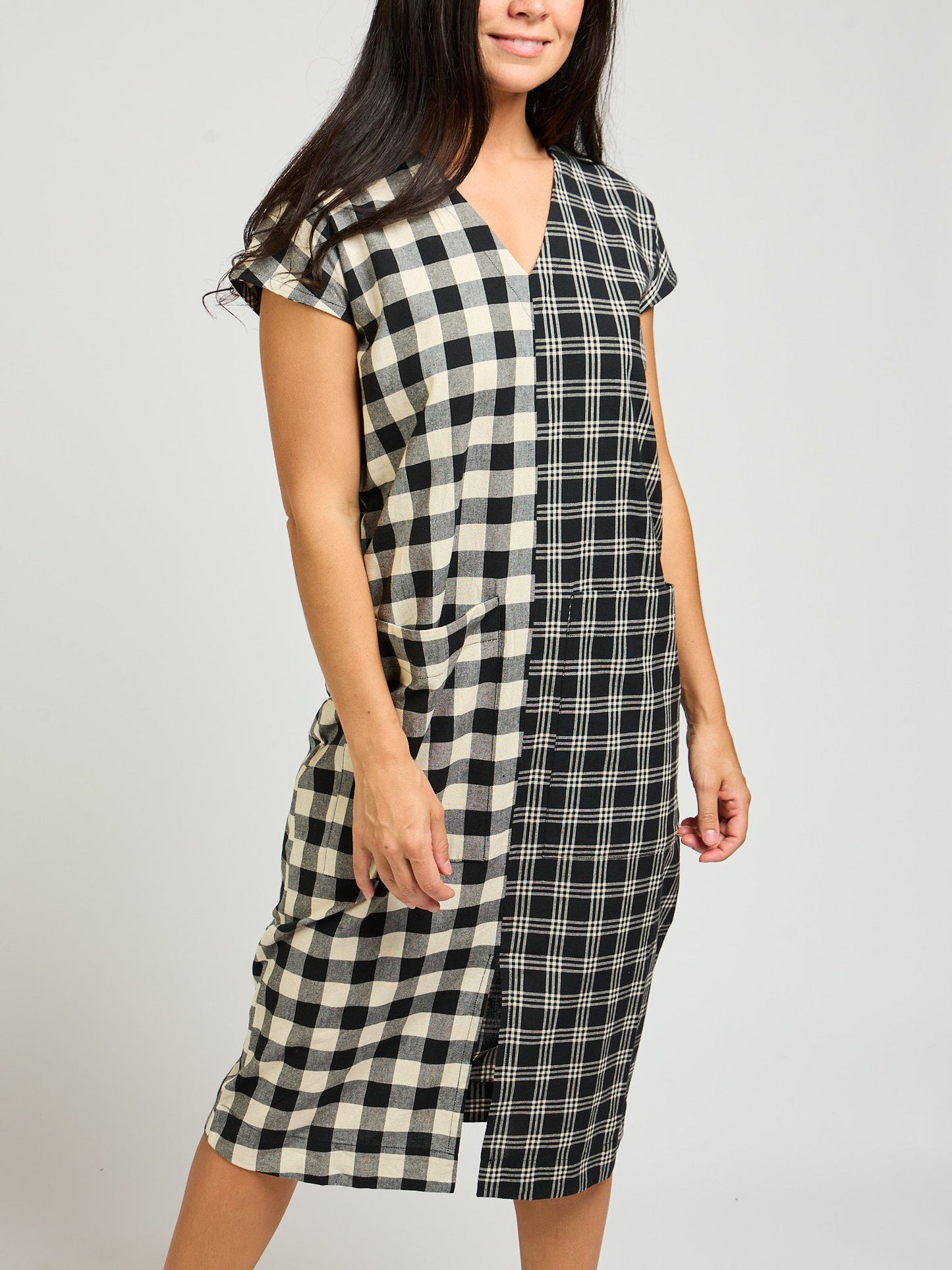 Padma Pocket Dress - Black and White Mix