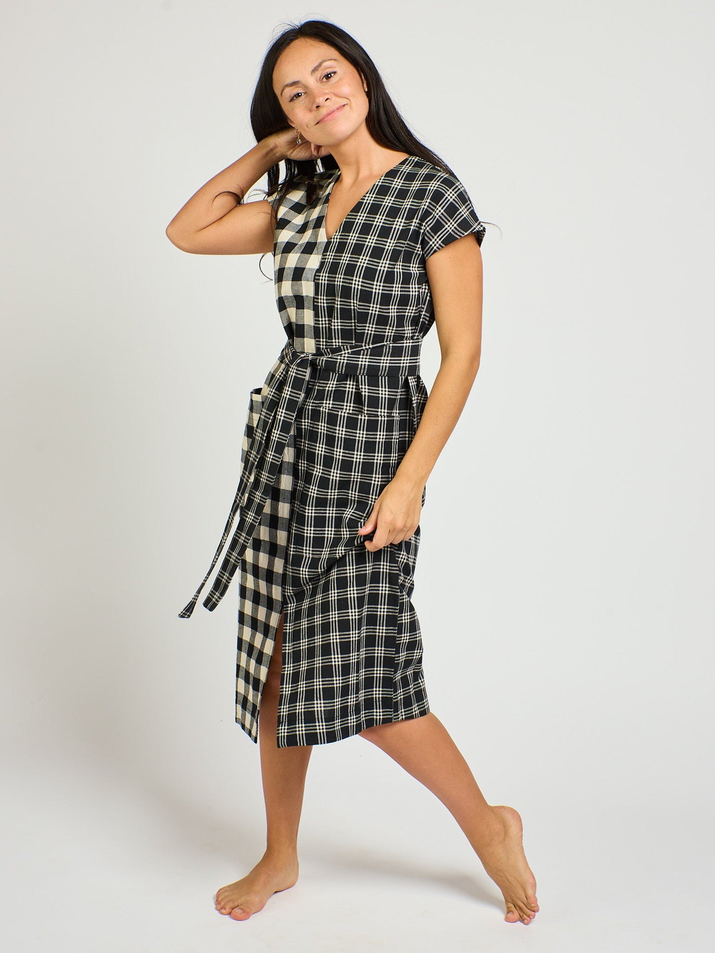 Padma Pocket Dress - Black and White Mix